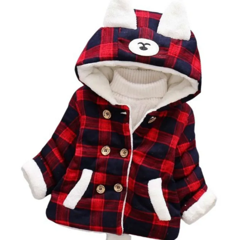 Осенне зимнее хлопковое пальто Tong Baobao новинка 2018 детское утепленное клетчатое с