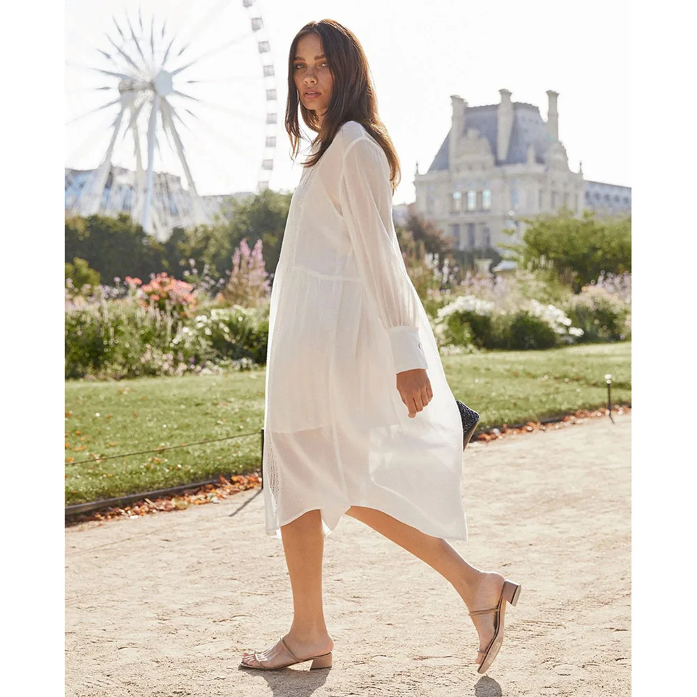 Накидка на бикини Женская с глубоким V образным вырезом элегантная белая