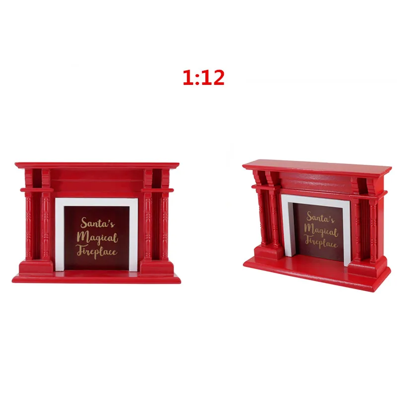 

1:12 Dollhouse Mini Christmas Red Fireplace Model Dollhouse Decor for Gifts