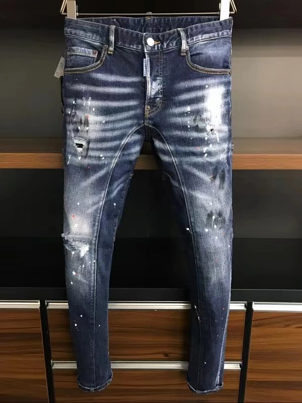 

Модные трендовые мужские джинсы Dsquared2 с эффектом потертости, потертости, дырками и пятнами * A399, 2021