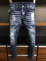2021 fashion trend dsquared2 washed worn holes paint spots mens jeans a399