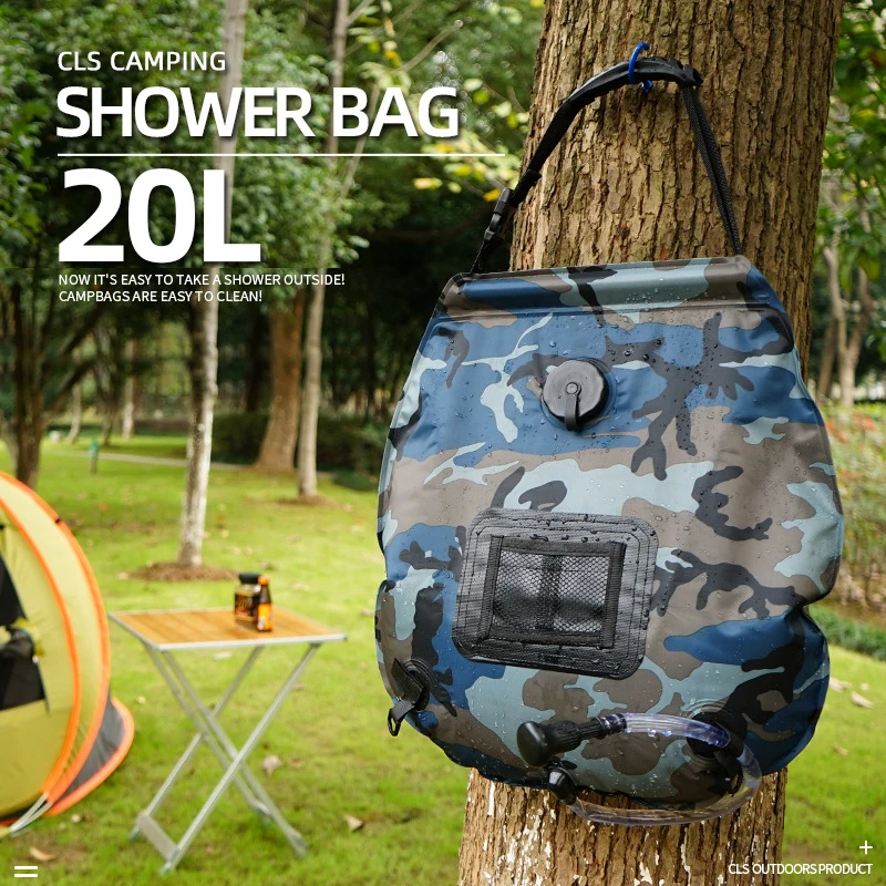 

20L Water Bags Camping Hiking Solar Shower Bag Adjustable Heating Climbing Switchable Shower Head Outdoor Supplies Accessories