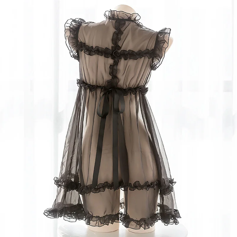 Винтажное черное платье с высоким воротником соблазнительное вечернее оборками