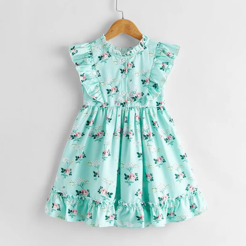 

Girls Floral Dresses 2021 New Fashion Sweet Kids Flowers Costumes Children Sleeveless Vestidos Toddler Baby Clothing 1-5 Year