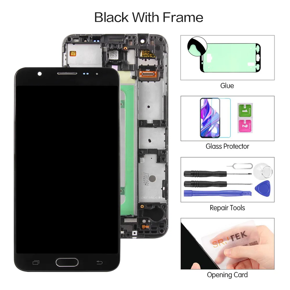 Dual Black Frame Дисплей для SAMSUNG Galaxy J7 Prime lcd сенсорный экран с двумя отверстиями с рамкой G610 G610K G610F G610M для J7 Prime lcd - Цвет: Dual Black Frame