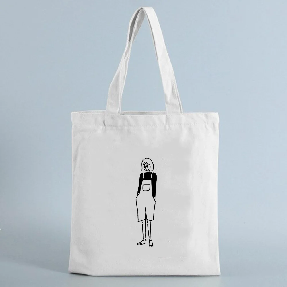 

Women Canvas Shoulder Bag Cartoon character Pattern Ladies sac shopping Reusable Shopper Fashion Travel Female Shopping Tote Bag