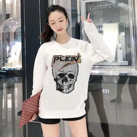 Womens Rhinestone Sweatshirt women Long Sleeve Oversize Hoodie Sweatshirt Female Autumn Hooded Pullover Hot drill design