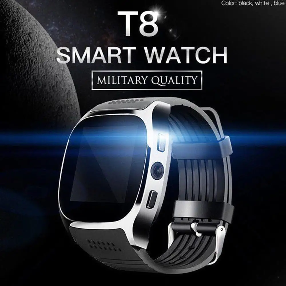 Смарт-часы T8 с Bluetooth мужские и женские цифровые спортивные часы камерой