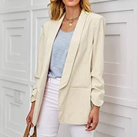 2021 autumn 3xl womens blazer long sleeve loose pocket solid white female blazers fashion office elegant ladies coats