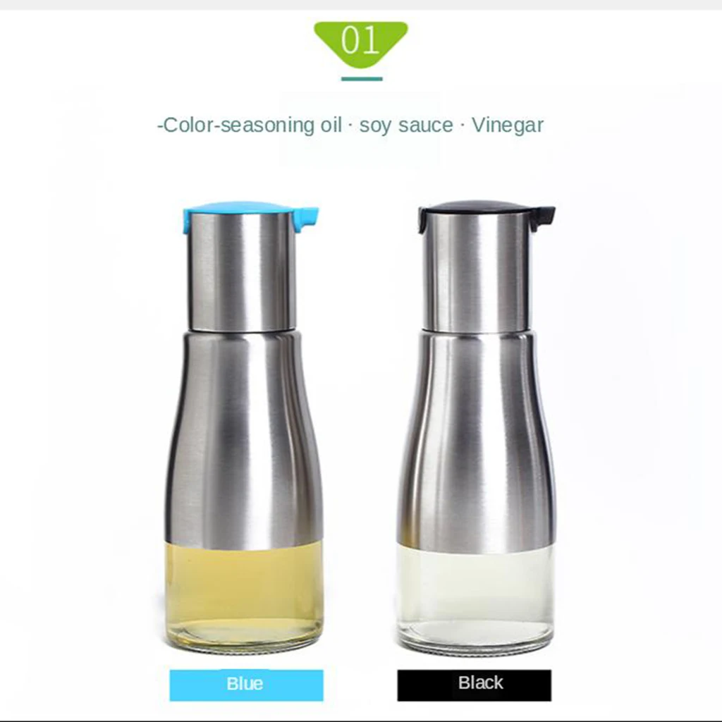 

Stainless Steel Olive Oil Bottle 320ml Oil And Vinegar Cruet With Pourers Non-drip Leakproof Cooking Oil Cruet Sauce Bottle