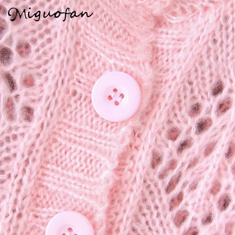 Miguofan sweater Women Hollow out sweaters crohect knitted cardigan autumn lady Long sleeve female outwear jumper 2019 |