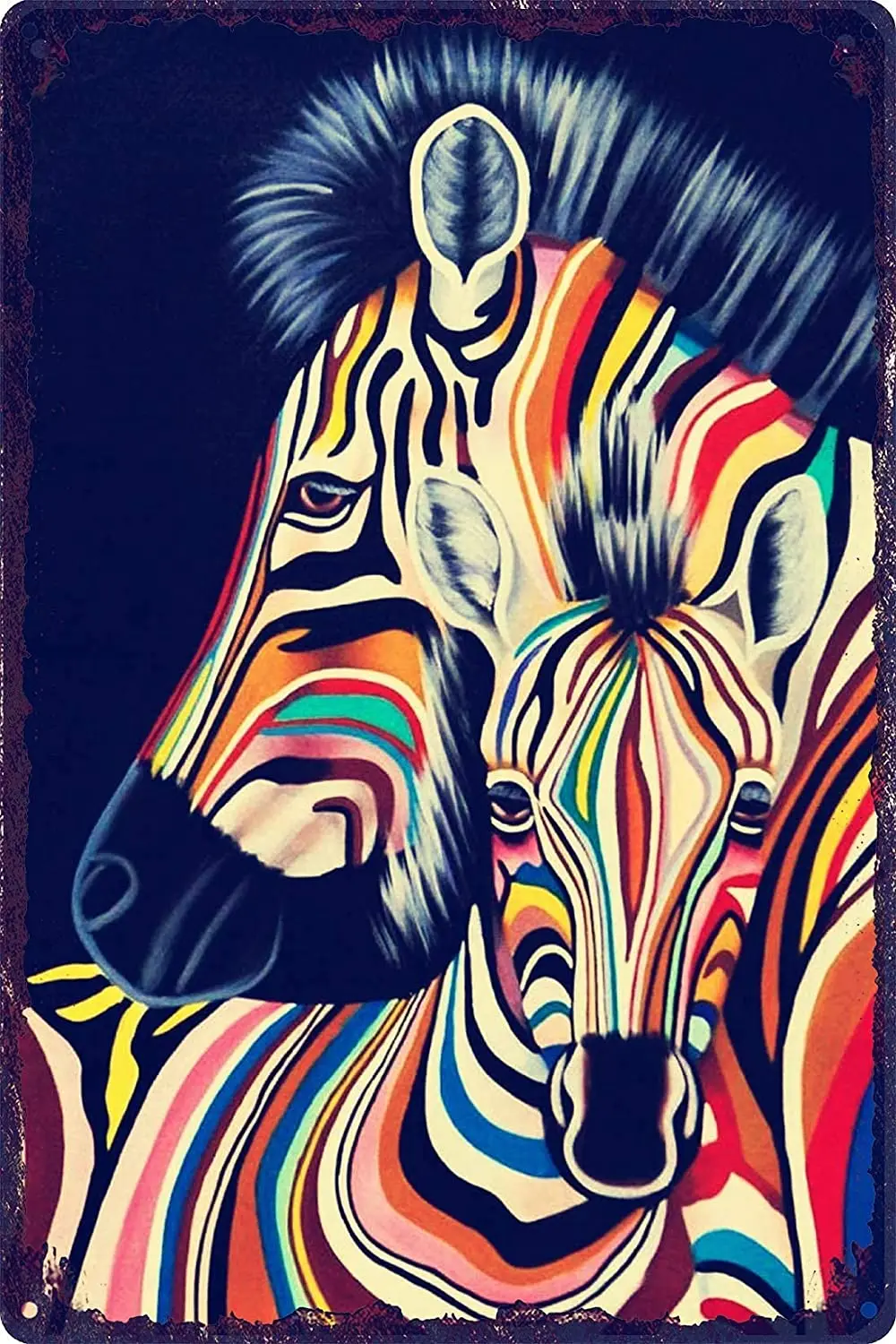 

Металлический жестяной знак, украшение для паба, бара, цветной Зебра, семейный жестяной знак с животными, настенное искусство, потертый шик, ...