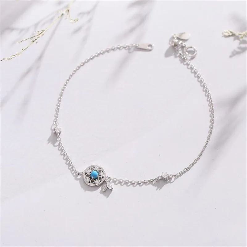

Bohemian Silver Color Charm Zircon Women Bracelets Turquoise Dream Catcher Adjustable Size Chain Female Party Gifts SB065