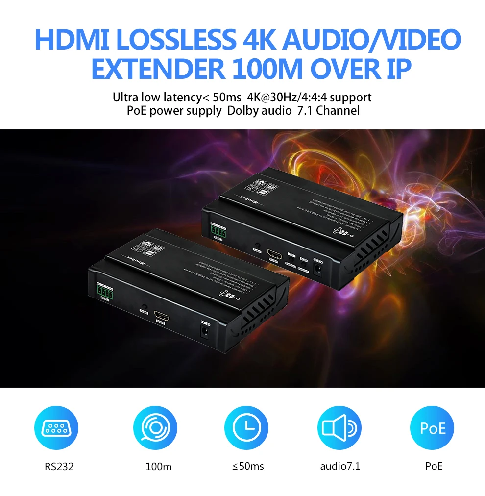 Удлинитель HDMI без потерь 4K через IP Cat5e Cat6 до 328ft (100m) поддерживает Dolby-true