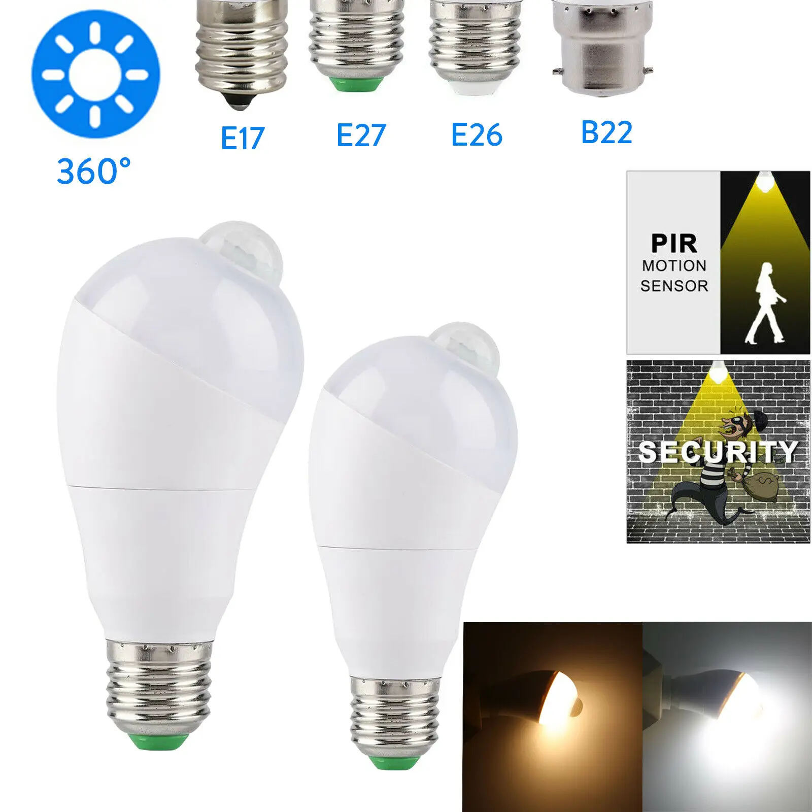 

PIR Rotate LED Bulb 5W 7W Motion Sensor Light Bulb E17 B22 E26 E27 For Corridor Home Light