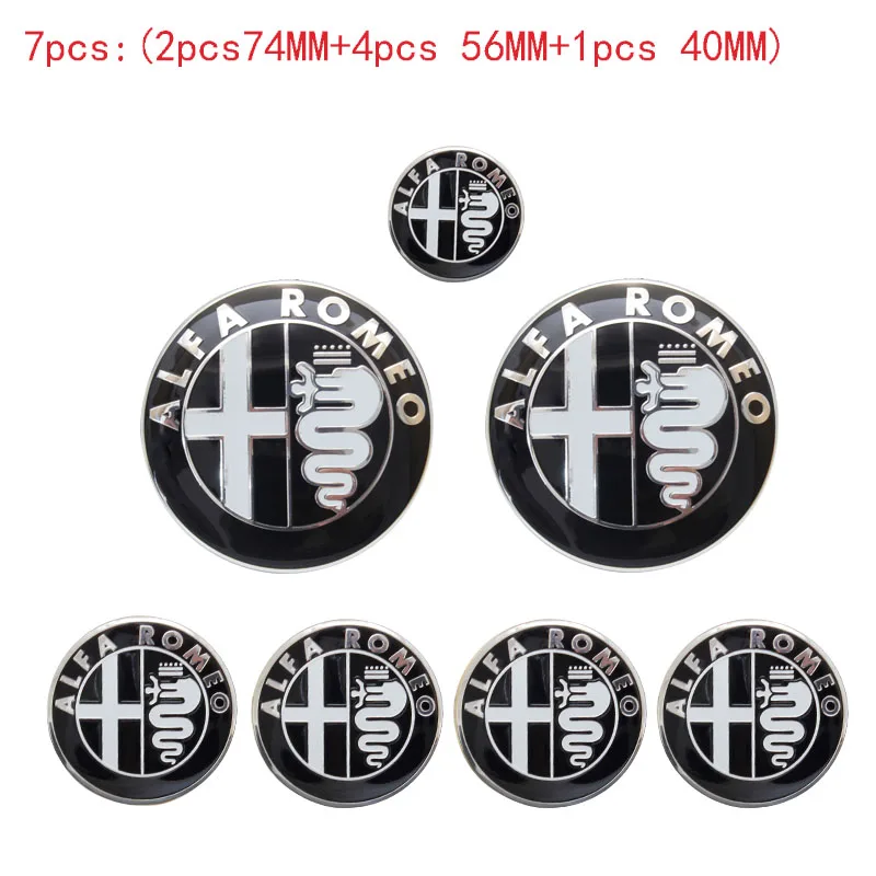 7 шт. логотип автомобиля Alfa Romeo 74 мм багажник капота 56 40 колпачок центра колеса
