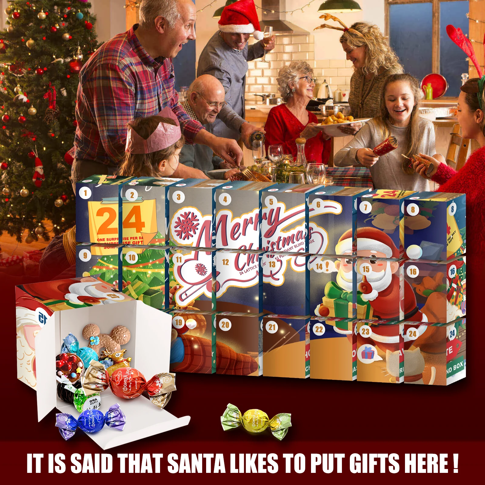 

2021 Christmas Countdown Calendar for Kids Adults 24 Days Surprises Xmas Gifts Treasure Box Holiday Christmas Decorations