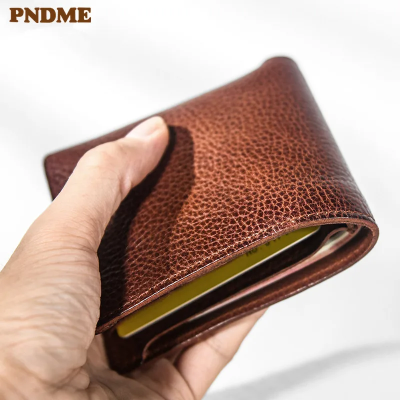 Простой Винтажный Мужской кошелек PNDME из натуральной кожи Высококачественный