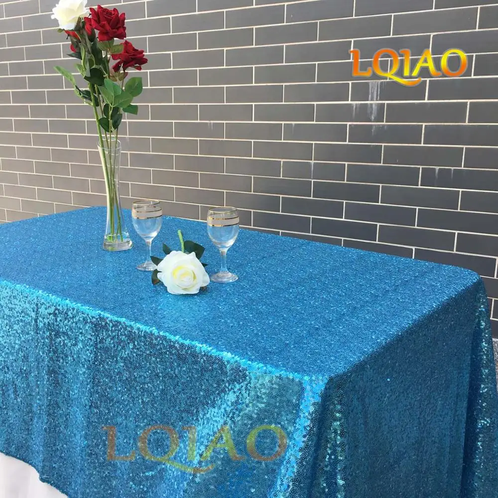 Turquoise Рождественская скатерть 120x200 см с зелеными пайетками, прямоугольная скатерть для стола, вечерние, свадебные, декоративные скатерти с блестками - Цвет: Turquoise