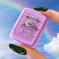 gothic sun moon stars rings set for women girls retro geometric opening finger rings female punk jewelry fashion anillos