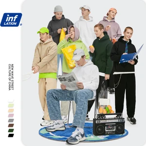 INFLATION мужские Удобные однотонные толстовки 2022 Весна флис оверсайз толстовка с капюшоном Мужская Хип-Хоп Толстовка для мужчин Классическая Толстовка 169W