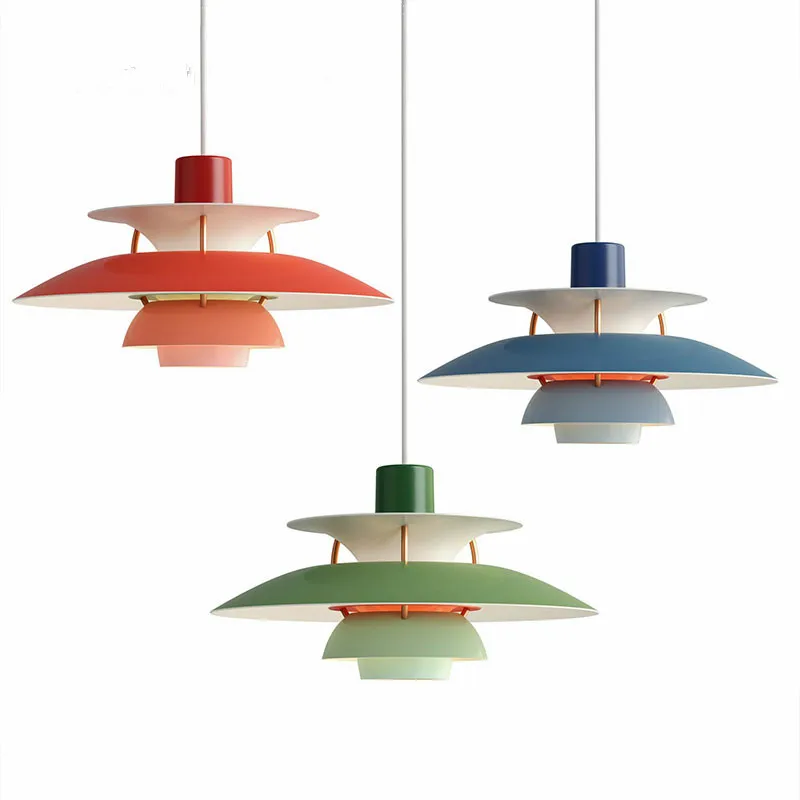 Buy Modern Nordic Colorful E27 Led Pendant Lights Dining Room Umbrella Design Suspension Lamp Bed Side Adjustable Droplight on