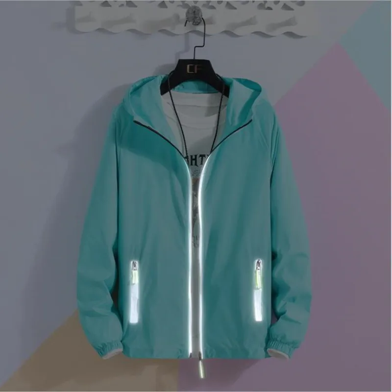 

S-7XL Plus Size Jacket Women Summer Fashion New Long Sleeve Overcoat Zipper Pockets Casual Outwear Coat Reflect Light Jackets