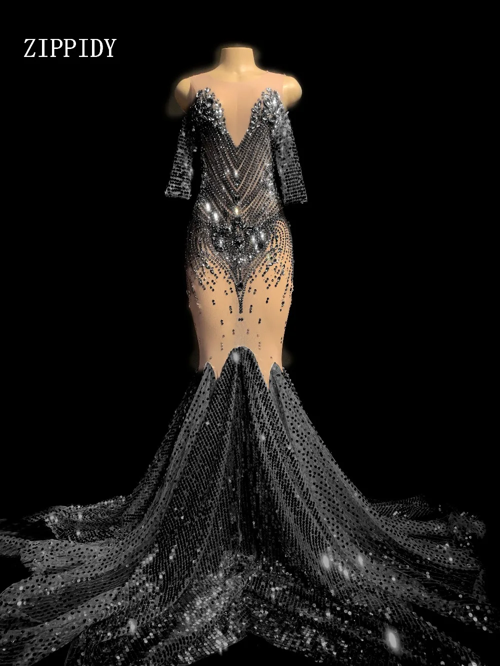 Мигающее длинное Сетчатое платье для выпускного вечера празднования дня