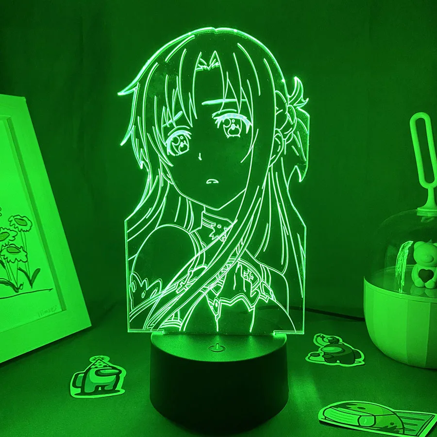 

3D Led Anime Sword Art Online Asuna Figure Neon Night Light Otaku Xmas Gift For Friends Lava Lamp Bedroom Decor Manga Game SAO