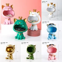 resin lucky big mouth cat storage box figurine home decor sculpture modern art ornamental nordic candy storage accessories