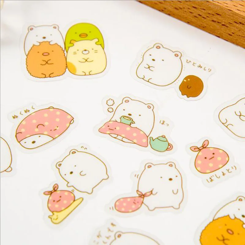 50 наклеек в японском стиле био Прозрачные плоские наклейки из ПВХ для дневника