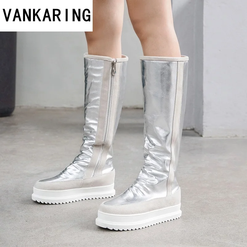 Зимние теплые плюшевые сапоги до колена женские удобные на плоской подошве