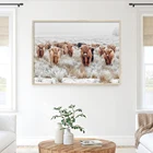 Горы корова стадо настенное Искусство животных холст картины зимний фермерский дом цифровые плакаты натуральный принты с пейзажем Декор для спальни