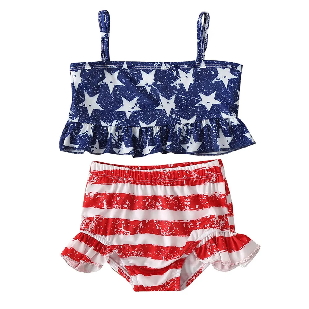 Летний купальный костюм для маленьких девочек Купальник Бикини со звездами