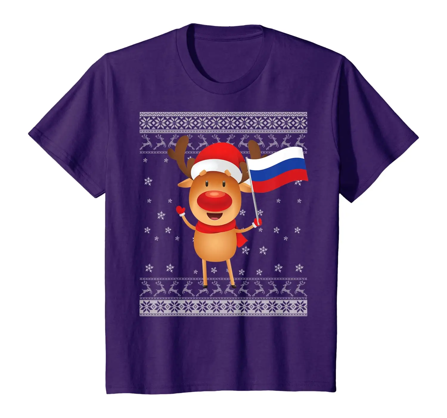 

Merry Christmas Reindeer Russia Flag Ugly Sweater Men's T-Shirt Summer Cotton Short Sleeve O-Neck Unisex T Shirt New S-3XL