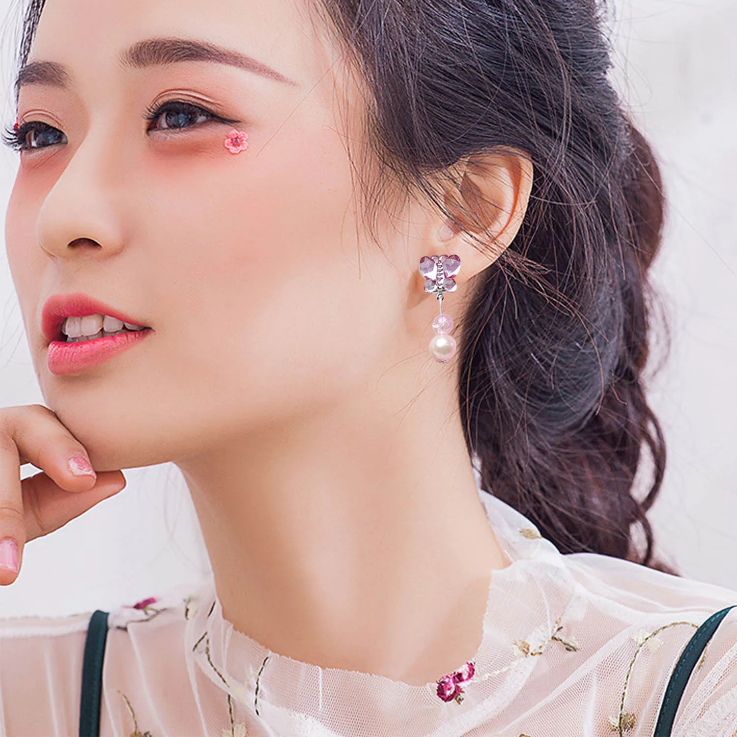 Детские игрушки для красоты милый набор из сережек и клипс с кристаллами Детское