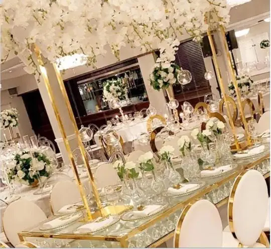 Marco de metal rectangular, soporte de flores para boda, centro de mesa, decoraci&oacute;n de boda-0