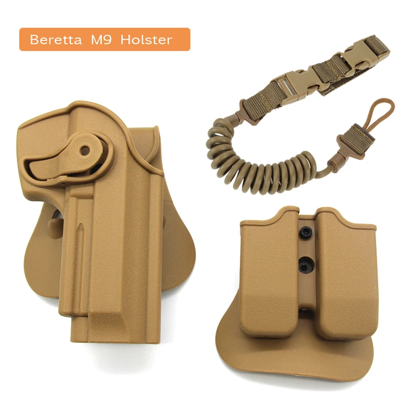 

IMI Tactical Gun Belt Holster for BERETTA M9 M92 M96 Airsoft Military Right Hand Pistol Holster with Magazine Pouch Gun Sling
