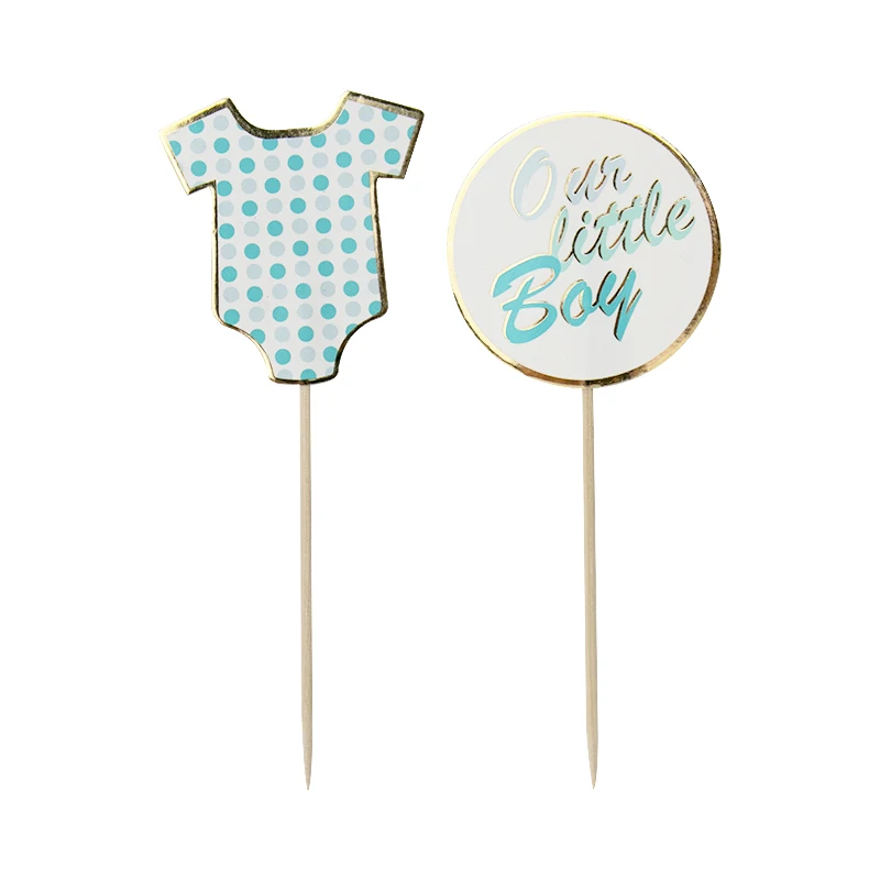 8pcs Baby Blue Boy Wood Picks fruit Toothpicks Cupcake Cake Toppers Signs Party Decor Shower Gender Reveal | Дом и сад