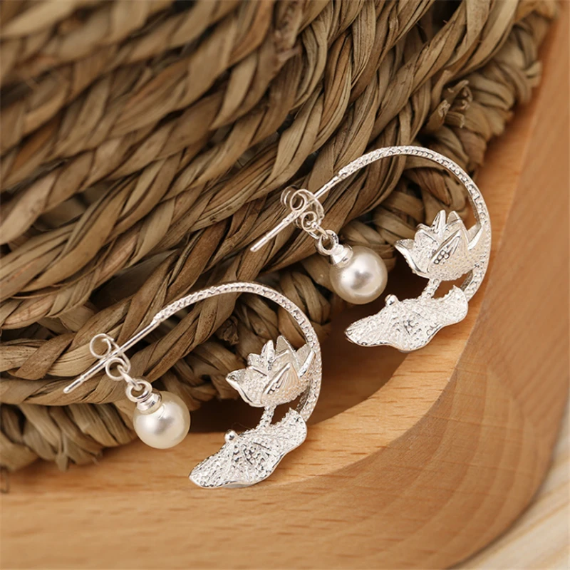 Серьги-гвоздики в этническом стиле с жемчугом лотоса | Украшения и аксессуары