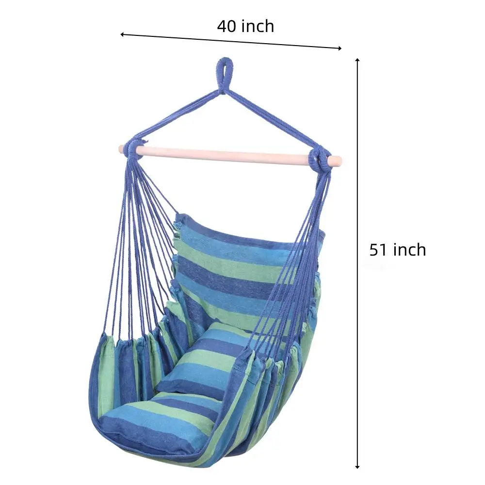 

Portable Hammock Swing Chair Seat for Indoor Outdoor Garden Hanging Chair with 2 Pillows Hammock Swings
