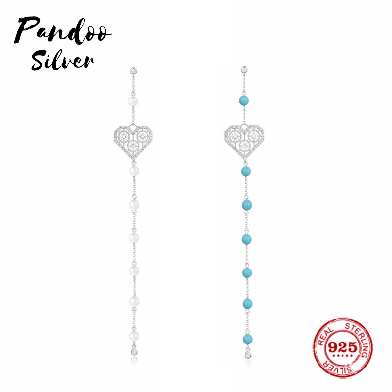 

Fashion Charm Sterling Silver Original 1:1 Replica,Silver Endless Love Long Earring With Pearl Luxury Jewelry Gift For Female
