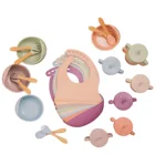 5 шт.компл. посуда для детских кормлений силиконовая чашка нагрудник чашка Ложка Вилка не скользит чаша всасывания насадка пищевой класс детский подарок