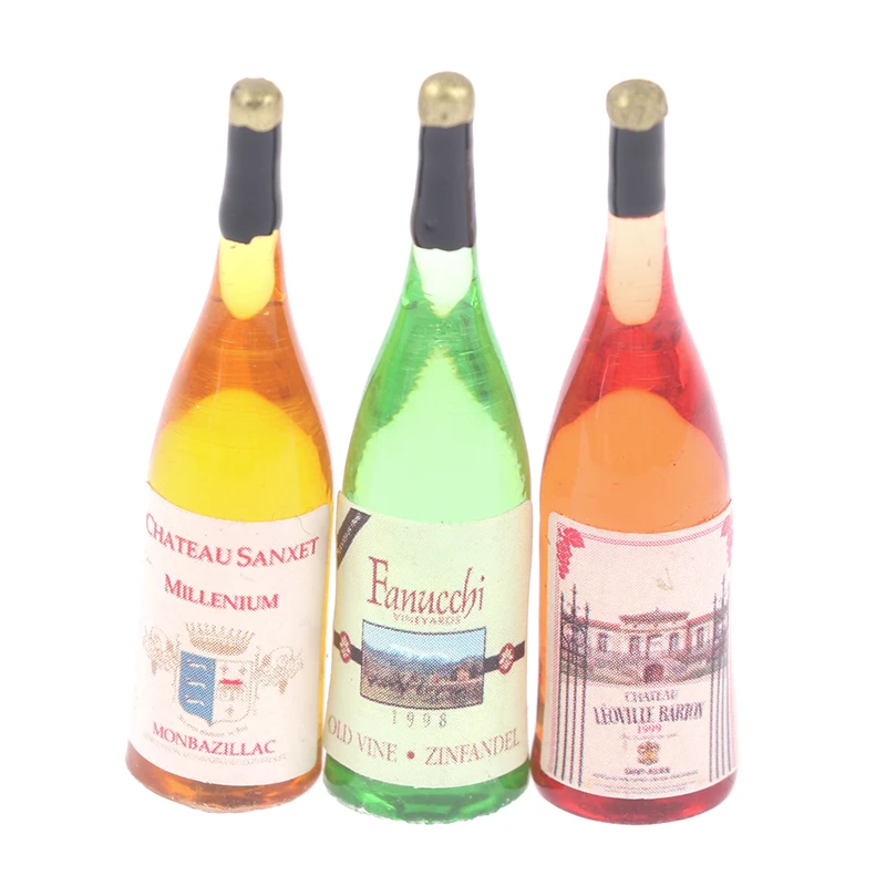 

3pcs/set 1/12 Dollhouse Miniature Mini Simulation Wine Bottle Model Decor Accessories Toys Furniture Model Toy Children Gifts