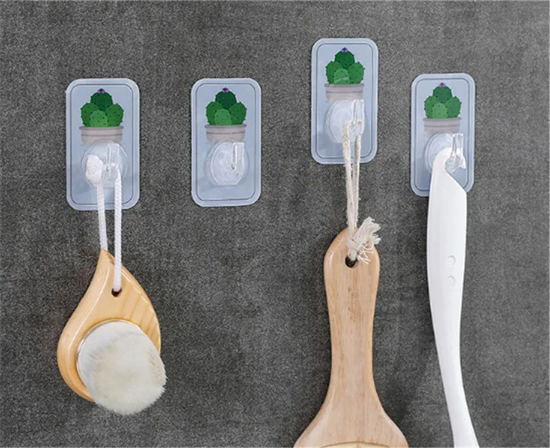 Настенные крючки в виде кактуса прочный клейкий крючок на присоске вешалка для