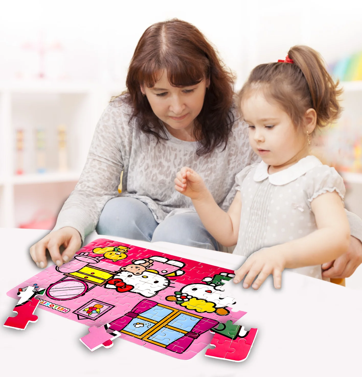 Пазлы Hello Kitty 100 шт. блестящая головоломка для детей Обучающие Развивающие пазлы