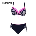 Сексуальные женские купальники HOMGAO с V-образным вырезом, бикини из двух частей со средней талией, ретро принт, большие размеры 5XL, купальники-танкини, купальные костюмы