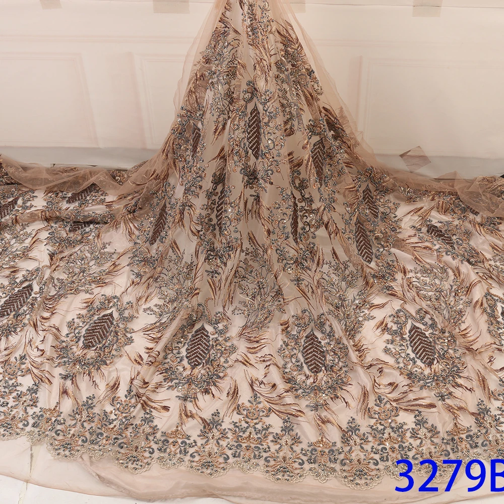 

French Lace Fabric Handwork Beads Embroidery Net Fabric African Tulle Lace Lace Tissue Wedding Dress