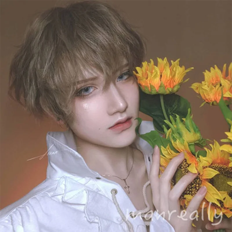 Парик Ailiade мужской из коротких прямых синтетических волос с челкой термостойкий