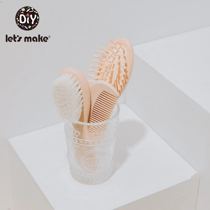 Let'S Make Baby Wooden Brush Comb Newborn Hair Brush Infant Head Massager Hair Brush Infant Comb Head Massager Custom Logo